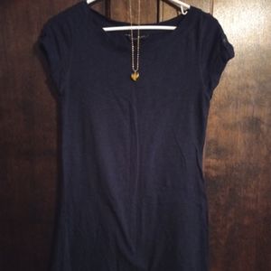 Banana Republic: Black mini dress with heart necklace 🖤